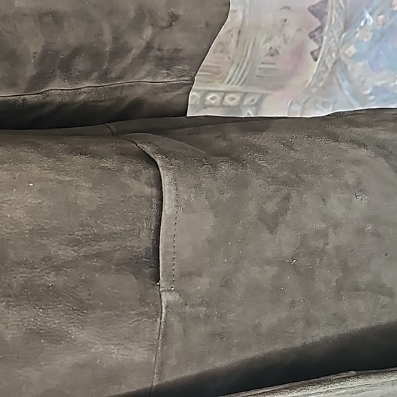 Vintage genuine leather suede lined fur collar long jacket coat  button closure - Picture 4 of 11